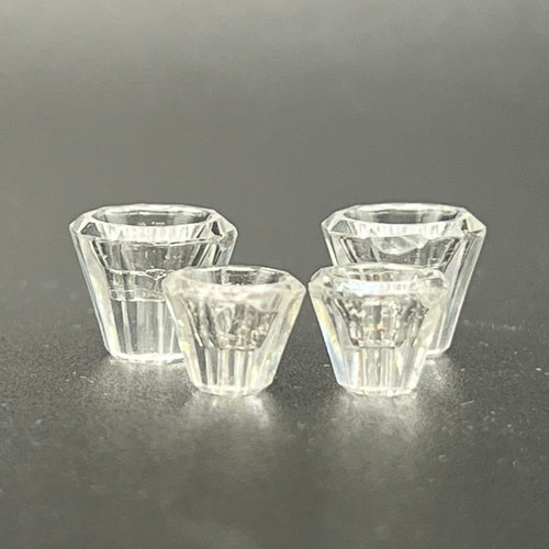 Set of 4 Clear Plastic Cut Glasses - 1/12 Scale Dollhouse Miniature