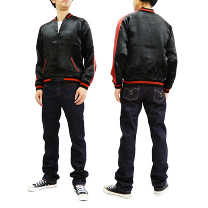 Satori Script Men's Japanese Souvenir Jacket Shoki Sukajan GSJR-019 Charcoal-Gray/Navy