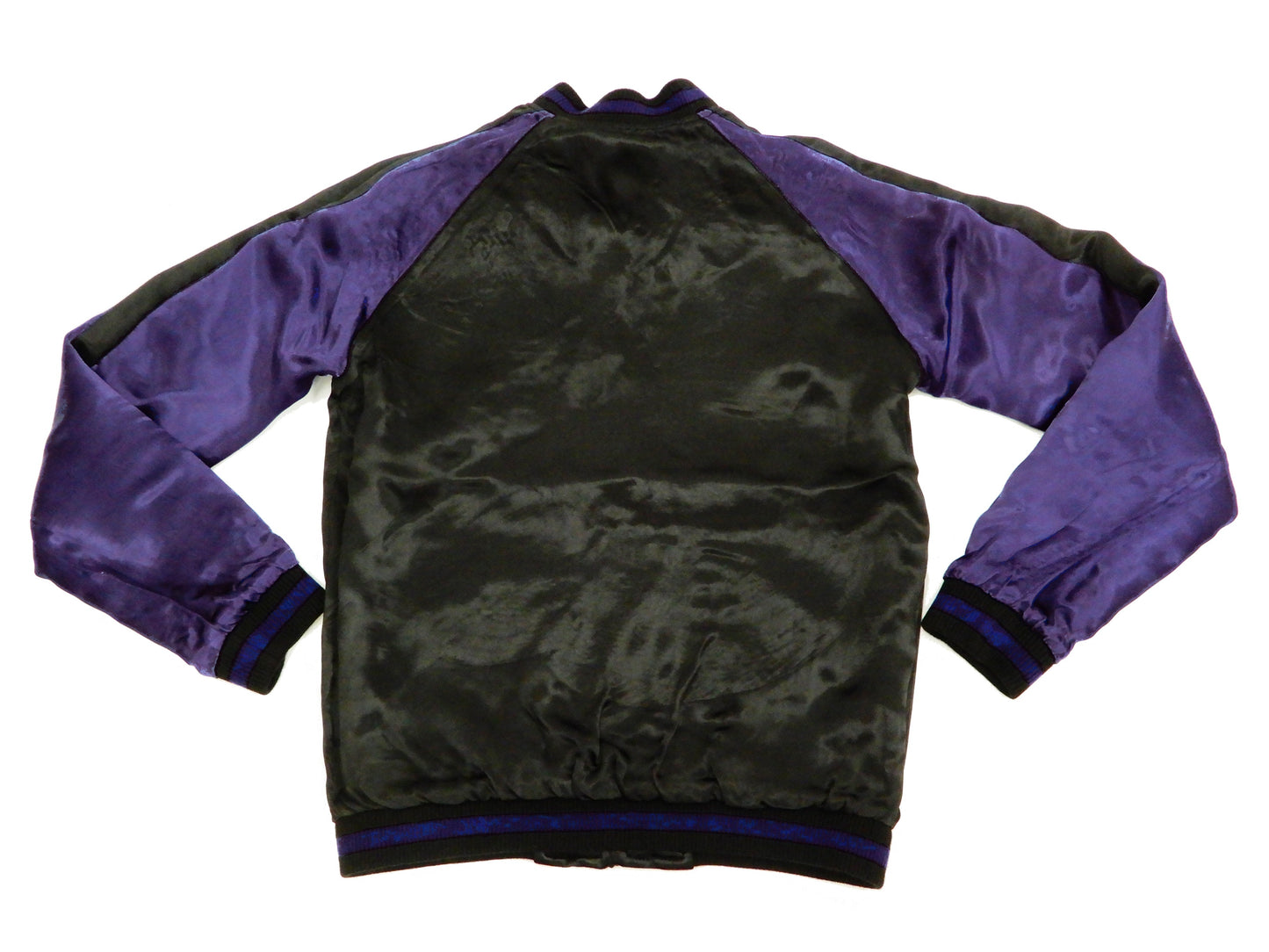 Satori Script Men's Japanese Souvenir Jacket Geisha Oiran Sukajan GSJR-021 Black/Dark-Blue
