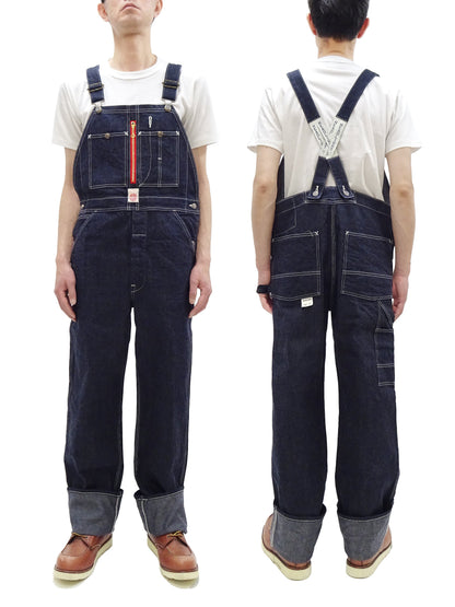 HEADLIGHT Overalls Men's Casual Unlined 11 Oz. Denim Low-back Bib Overalls with X-back Suspender Straps Toyo Enterprises HD42554 421A One-Wash