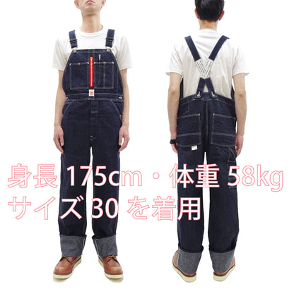 HEADLIGHT Overalls Men's Casual Unlined 11 Oz. Denim Low-back Bib Overalls with X-back Suspender Straps Toyo Enterprises HD42554 421A One-Wash