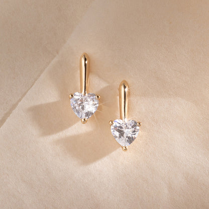 CZ Heart Drop Stud Earrings | Final Sale