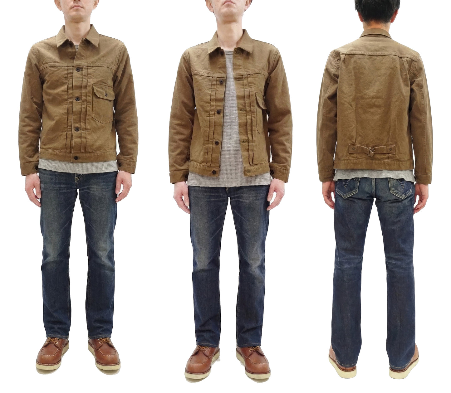 ONI Denim Men's Type I-Inspired Jacket Brown-Khaki 13 oz. Sulfur-Dyed Heavy Oxford Made in Japan (ONI-01507L-HOX-BRK)