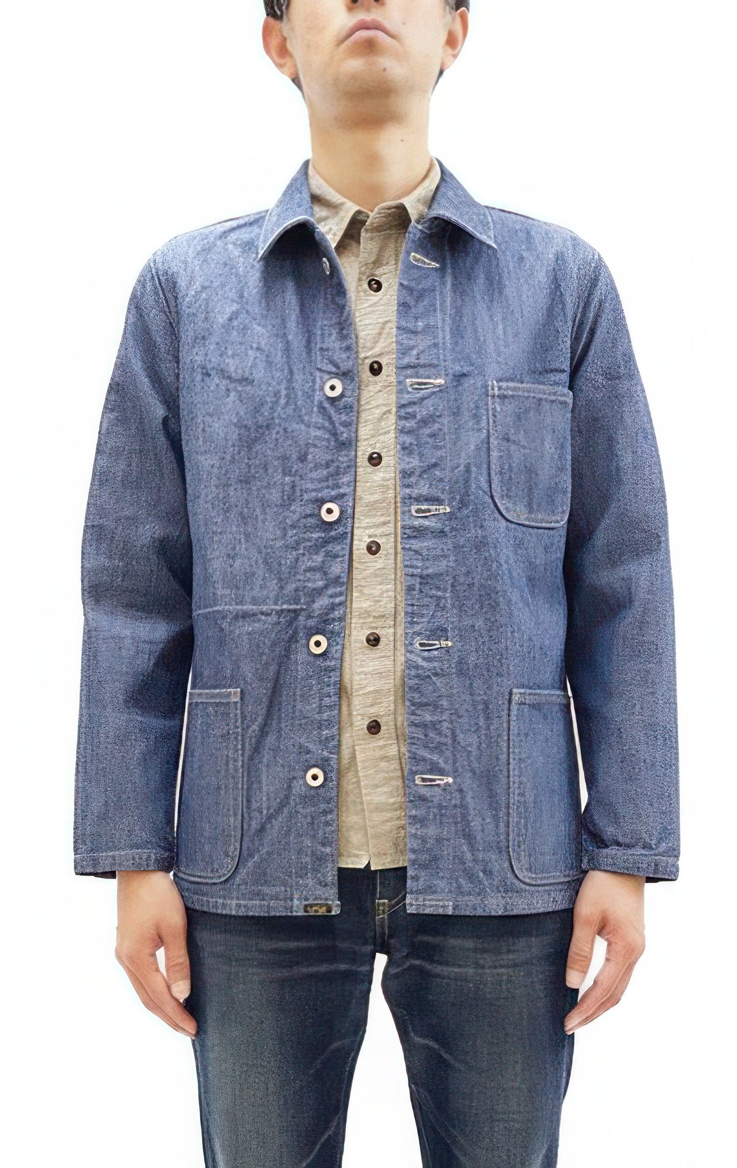 ONI Denim Men's 13oz Japanese Blue Chambray Jacket - Modern Work Chore Coat Style, ONI-03501-SHVCH One-Wash
