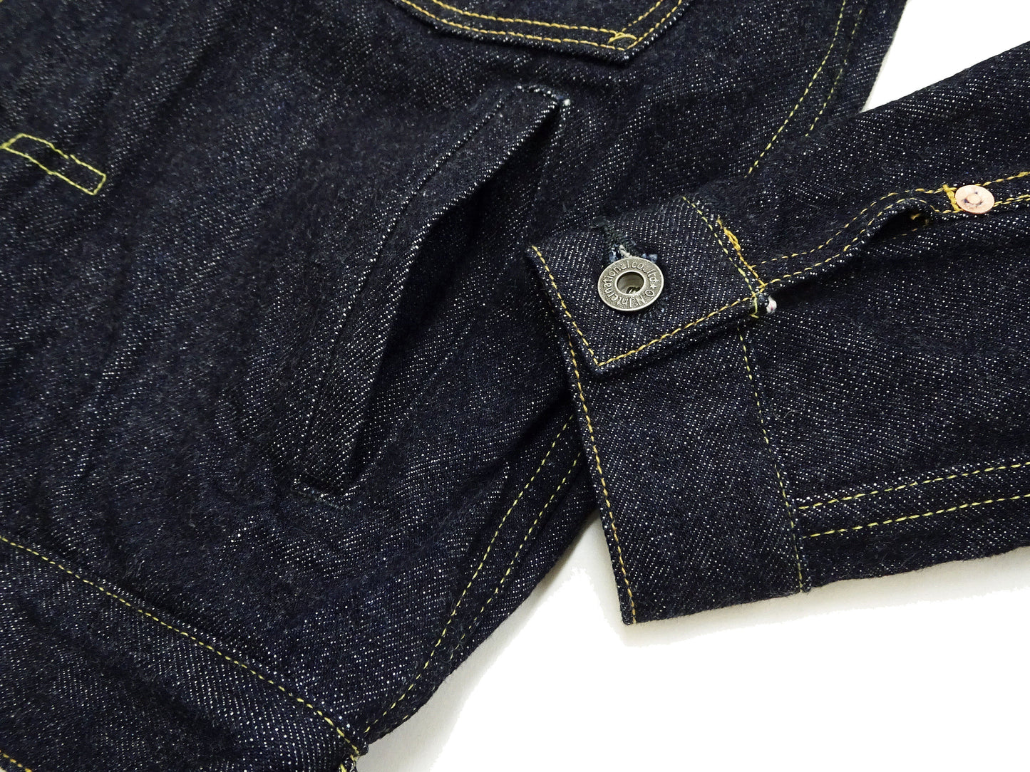 Oni Denim Jacket ONI-02516P Men's Casual Modern-Fit 15 Oz. Low-Tension Selvedge Denim Type II Style Jean Jacket Deep-Indigo One-Wash