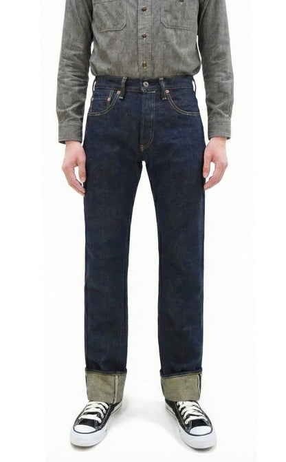 ONI Denim Men's 15oz Selvedge Jeans - Old-Style Spun Yarn & Shuttle-Loom Woven Denim, Regular Straight Fit, Button Fly, Indigo One Wash, Made in Japan (ONI270-Ishikawadai)