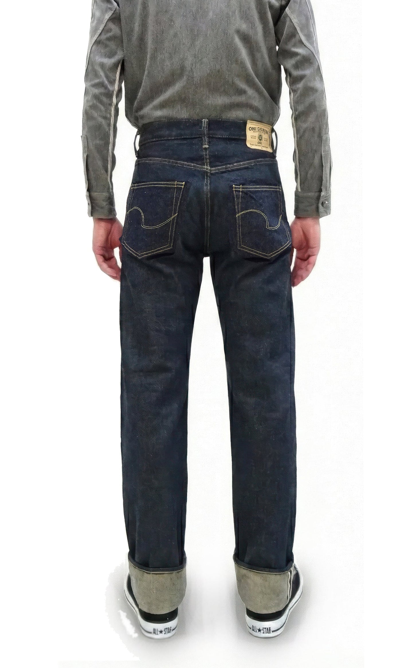 ONI Denim Men's 15oz Selvedge Jeans - Old-Style Spun Yarn & Shuttle-Loom Woven Denim, Regular Straight Fit, Button Fly, Indigo One Wash, Made in Japan (ONI270-Ishikawadai)