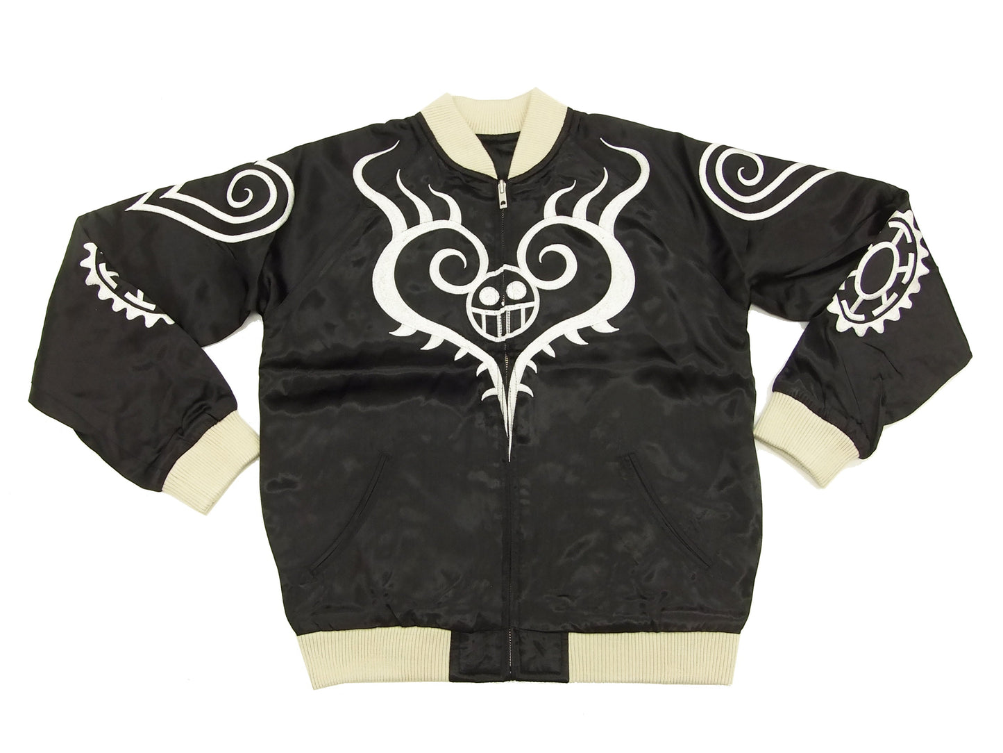 Hanatabi Gakudan Men's Japanese Souvenir Jacket Japanese ONE PIECE Sukajan Script OPSJ-003 Black