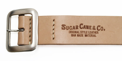 Sugar Cane Belt Men's Ccasual 40mm Wide/4mm Thick Cowhide Leather Belt with Single Prong Square-Shaped Buckle SC02320 133 Beige