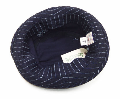 Sugar Cane Wabash Stripe Pork Pie Hat Men's Casual Upturned Short Brim Porkpie Hat SC02467 Navy-Blue