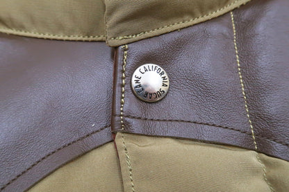 Sugar Cane Down Vest with Leather Yoke Panel Men's Winter Outerwear Vest SC15222 133 Beige/Brown