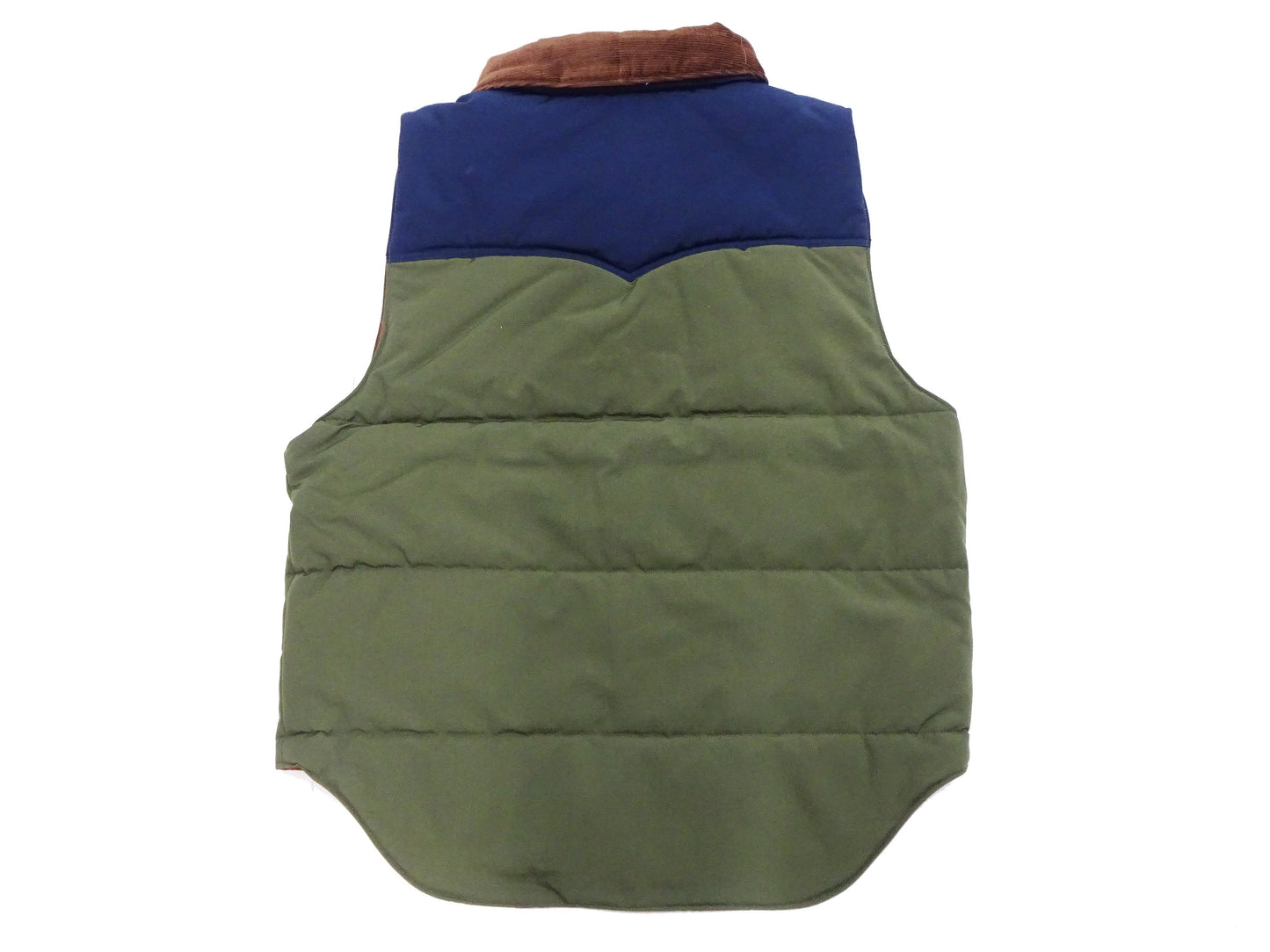 Sugar Cane Puffer Vest Men's Outer Vest Contrast Yoke Panel Padded Vest SC15400 149 Olive/Navy-Blue/Brown