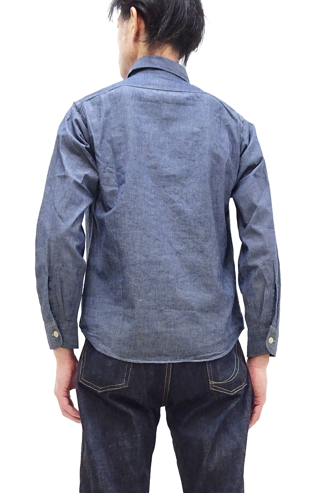 Sugar Cane Chambray Shirt Men's Lightweight Long Sleeve Button Up Plain Work Shirt SC27850 421 Blue