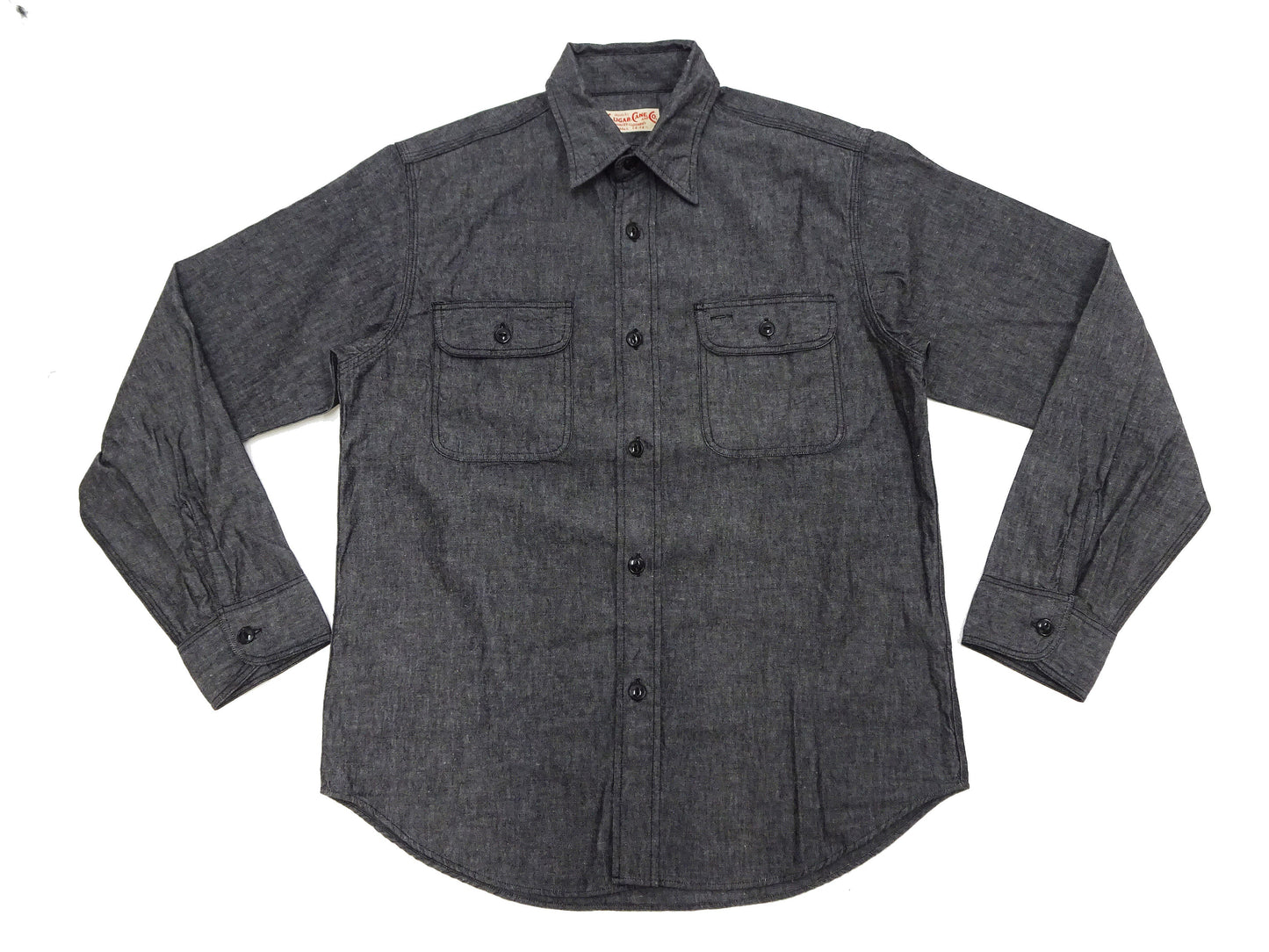 Sugar Cane Chambray Shirt Men's Lightweight Long Sleeve Button Up Plain Work Shirt SC29159 411 Black