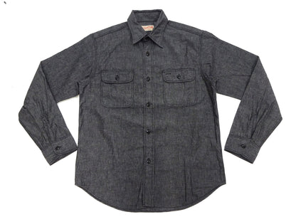 Sugar Cane Chambray Shirt Men's Lightweight Long Sleeve Button Up Plain Work Shirt SC29159 411 Black