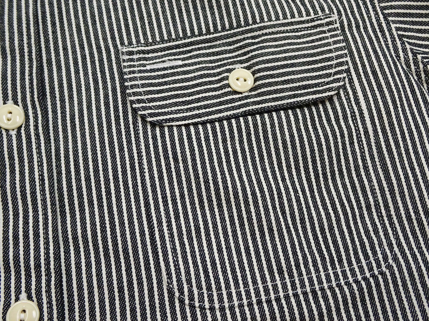 Sugar Cane Hickory Stripe Work Shirt - Men's Casual Short Sleeve Button Up Shirt SC37944 119 Black