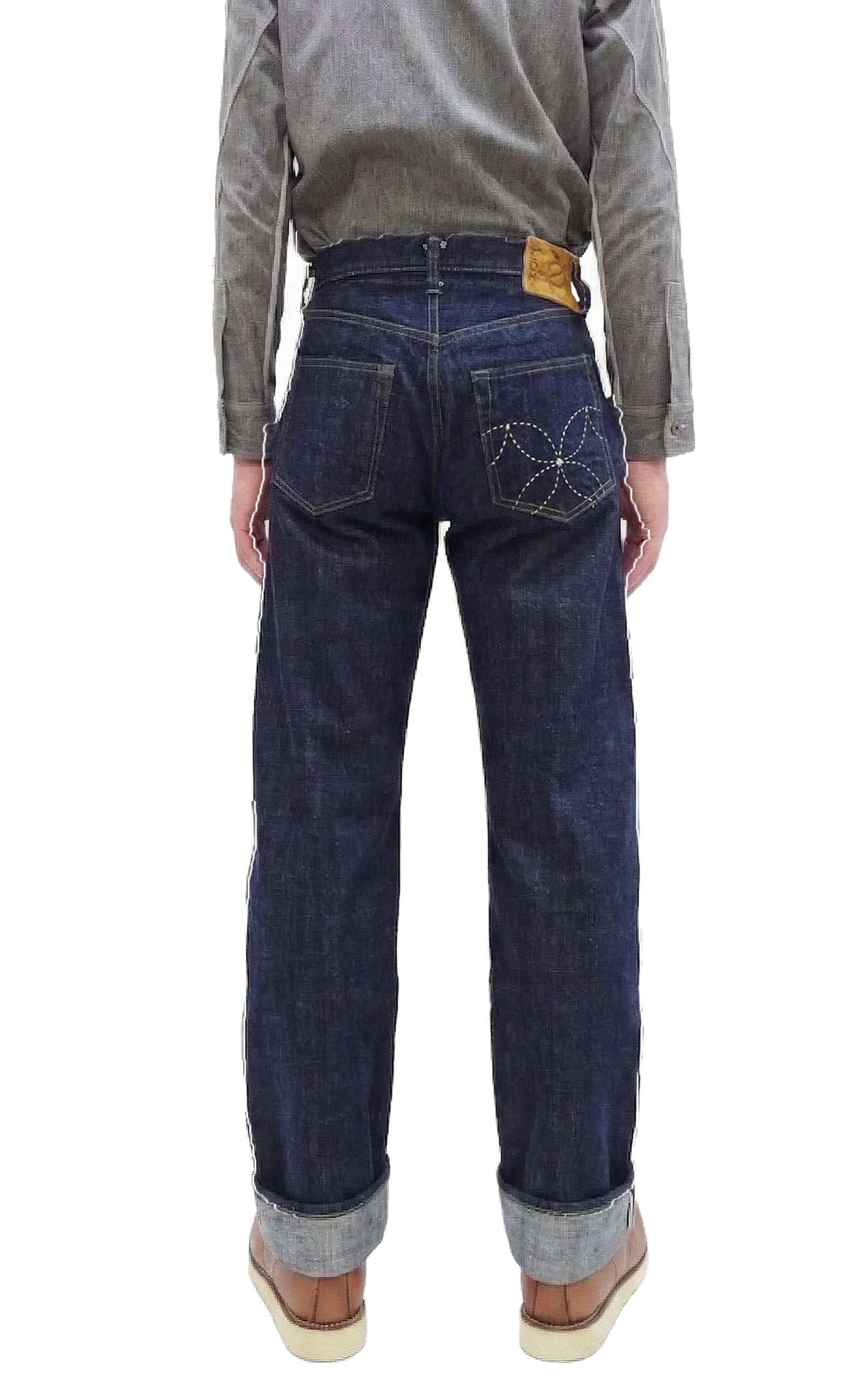 Sugar Cane Men's 14oz. Hawaiian Indigo Sugarcane Fiber Selvedge Denim Jeans Classic Regular Straight Button Fly (SC40401 One-Wash)