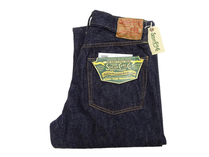 Sugar Cane Men's 13oz Selvedge Denim Baggy Jeans - 1930s "Waist Overalls" Inspired Wide Straight Fit, Button Fly, Made in Japan (SC42025 421A One-Wash)