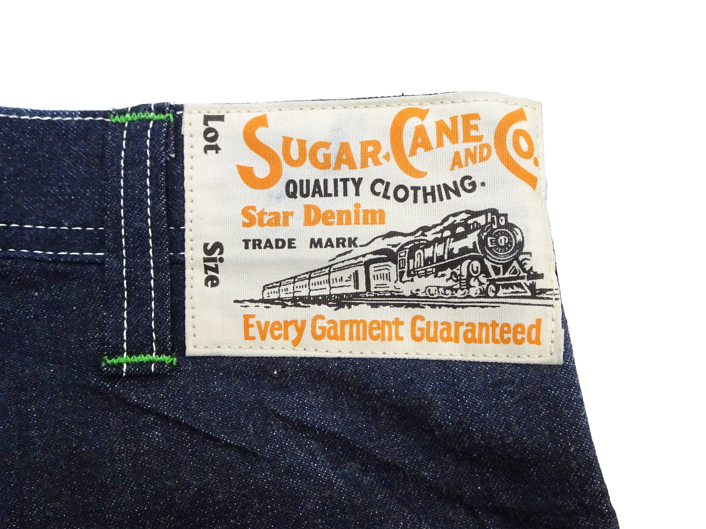 Sugar Cane Men's 11oz Blue Denim Work Shorts - High-Rise Relaxed Straight Fit Knee-Length Button-Fly Shorts - Made in Japan (SC52565 421A One-Wash)