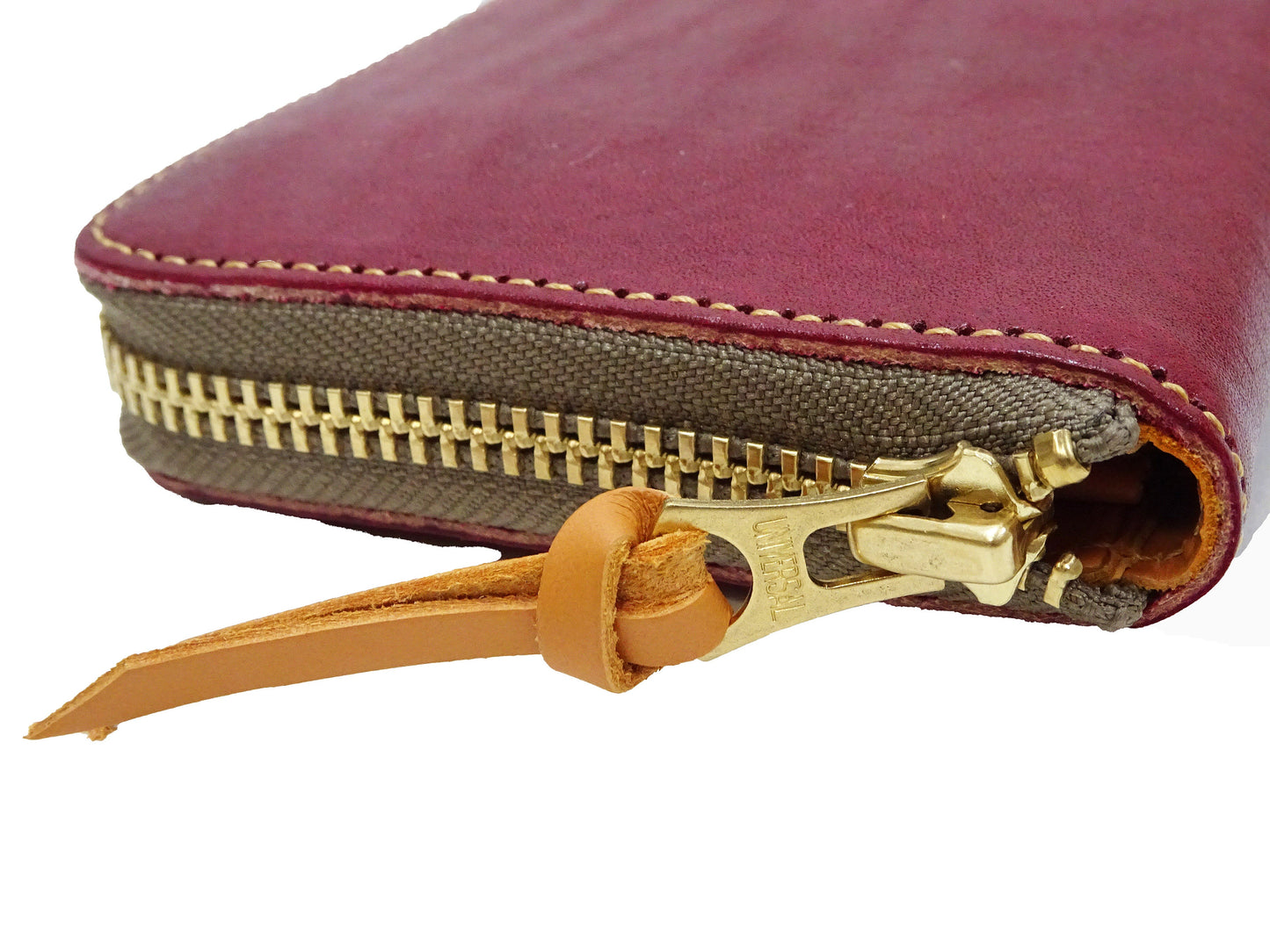 Studio D'artisan Wallet Men's Casual Natural Plant Dyed Leather Wallet Zip Around Long Wallet SP-097 Earth-Colored Red