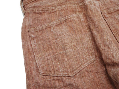 Studio D'artisan Jeans Men's 16oz. Natural Persimmon Tannin-Dyed Slub Denim Jeans Regular Straight Fit Jean Pants SDA SP-110 Reddish-brown One-Wash