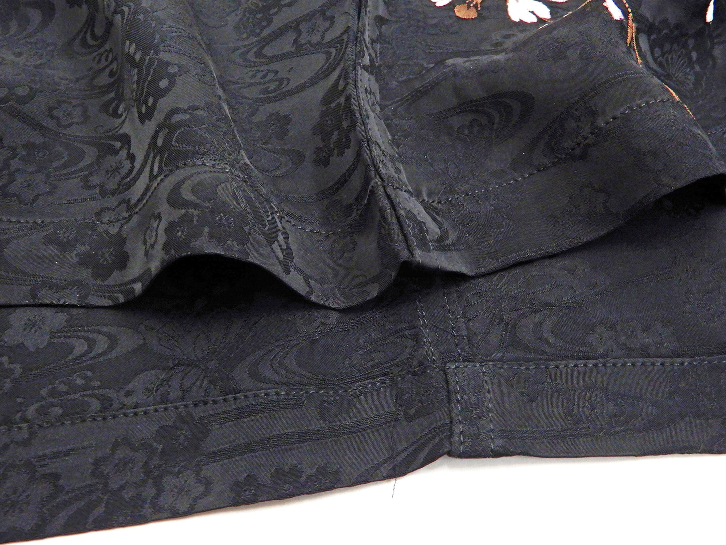 Hanatabi Gakudan Men's S/S Jacquard Shirt with Japanese Art Embroidery SS-001 Black