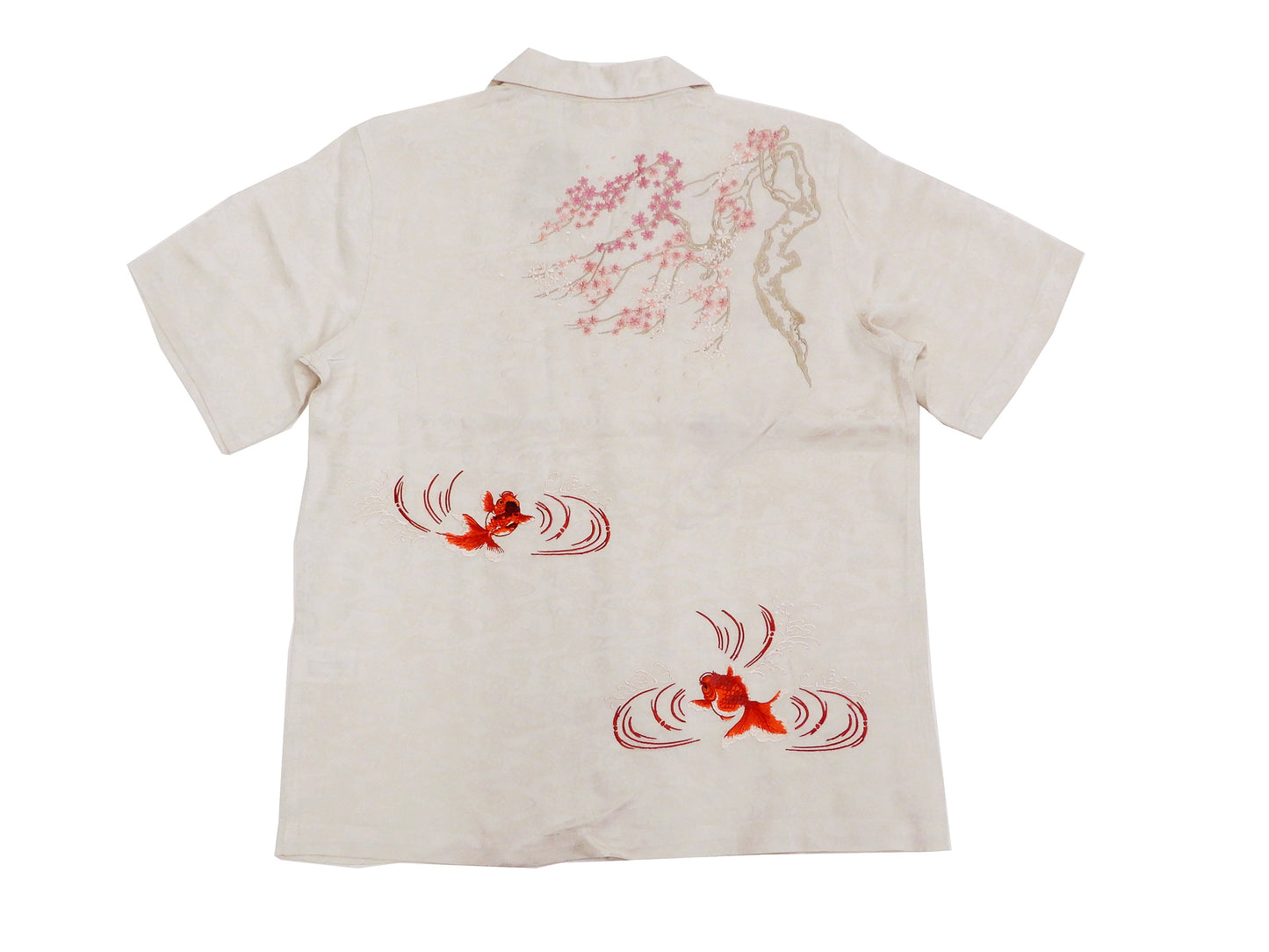 Hanatabi Gakudan Men's S/S Jacquard Shirt with Japanese Art Embroidery SS-002 Off-white