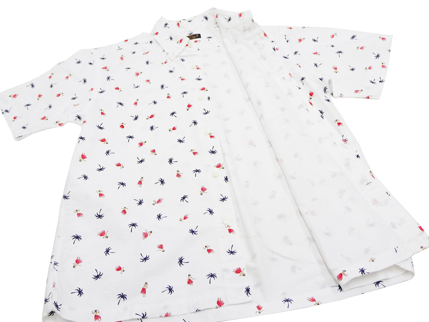Sun Surf Casual Button Down Shirt Men's Short Sleeve Hula Dancer Palm Tree All-over Print Oxford Button Up Shirt SS39282 105 Off-White