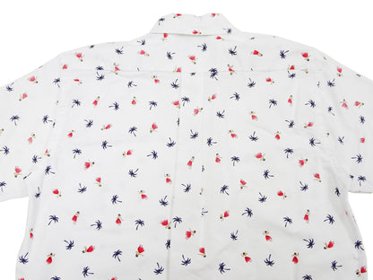 Sun Surf Casual Button Down Shirt Men's Short Sleeve Hula Dancer Palm Tree All-over Print Oxford Button Up Shirt SS39282 105 Off-White