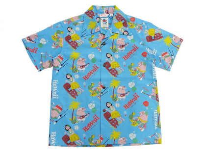 Sun Surf Men's Cotton Hawaiian Shirt - Uncle Torys Graphic Design - Short-Sleeve Aloha Shirt "TRIP TO HAWAII" SS39537 125 Blue