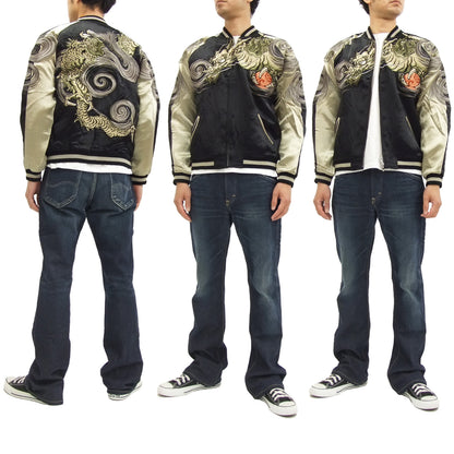 Hanatabi Gakudan Men's Japanese Souvenir Jacket Japanese Dragon Sukajan Script SSJ-001