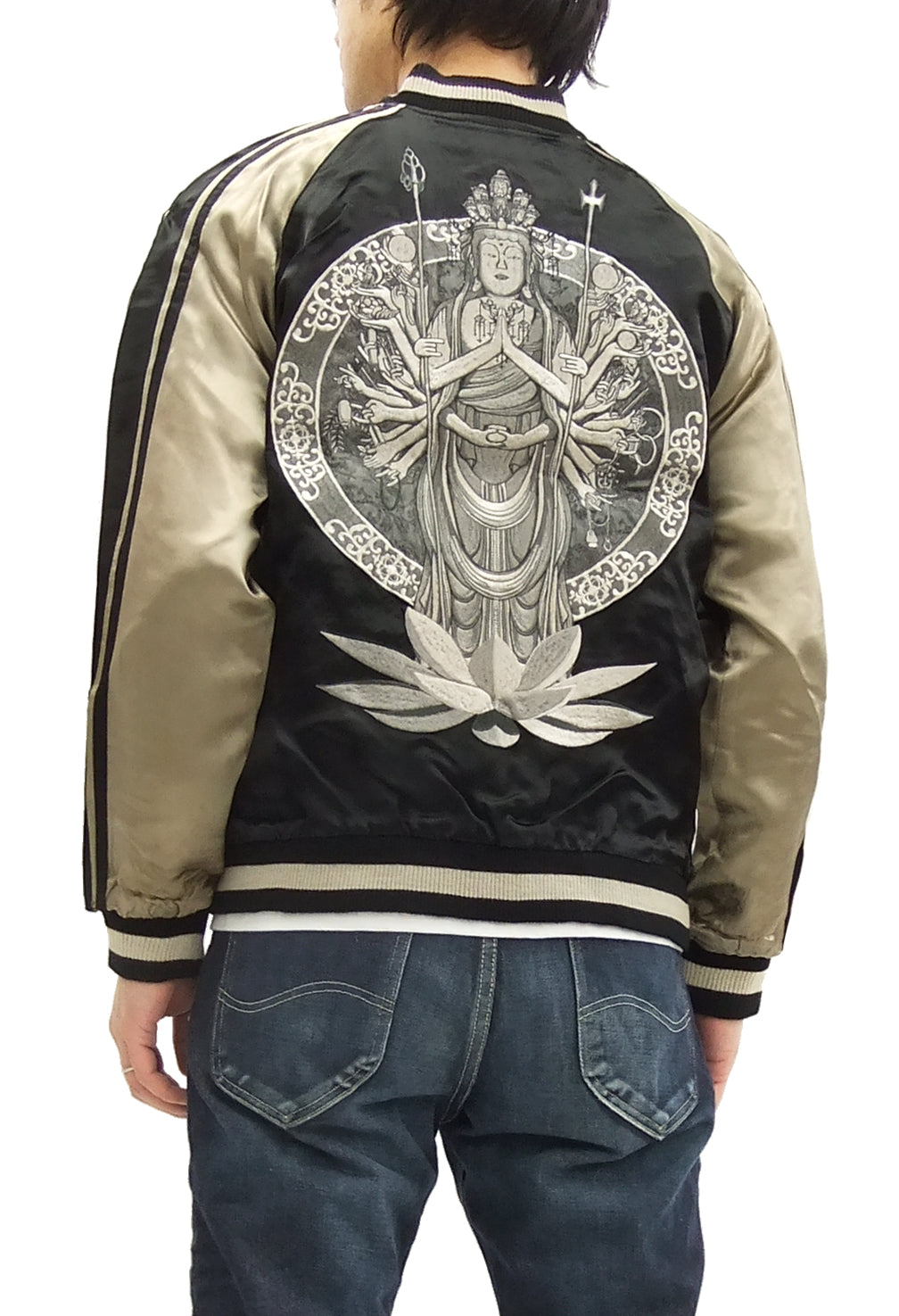 Hanatabi Gakudan Men's Japanese Souvenir Jacket Japanese Buddhism Sukajan Script SSJ-012