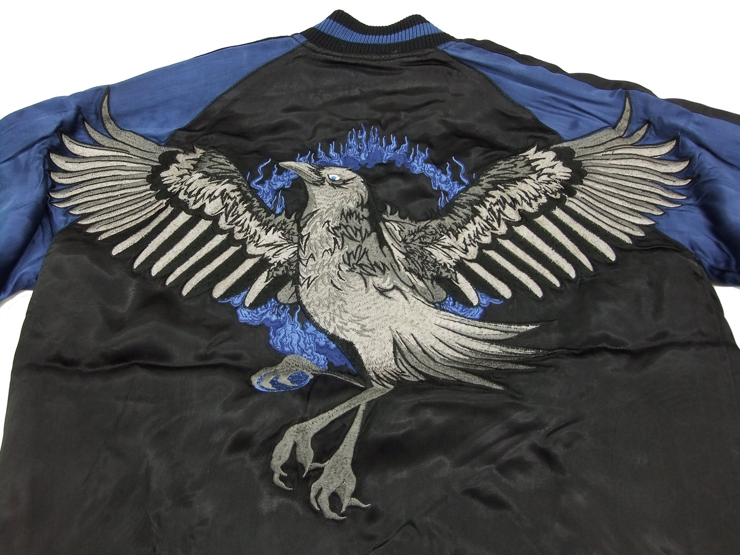 Hanatabi Gakudan Men's Japanese Souvenir Jacket Japanese Raven Sukajan Script SSJ-013