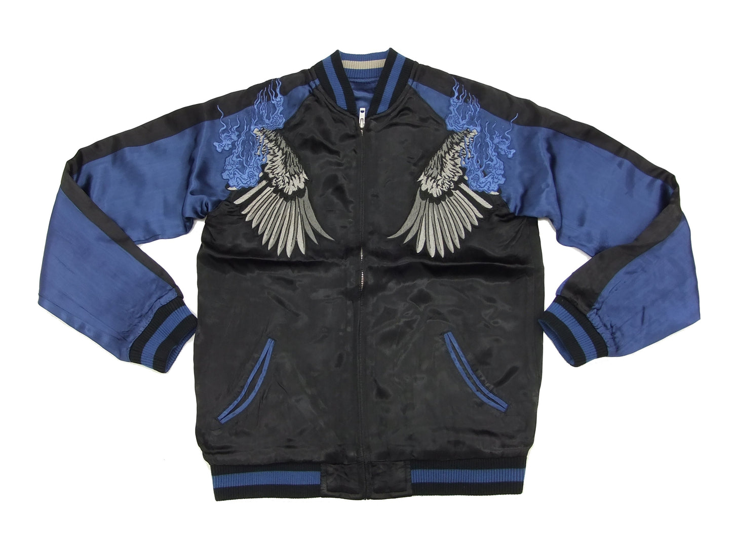 Hanatabi Gakudan Men's Japanese Souvenir Jacket Japanese Raven Sukajan Script SSJ-013