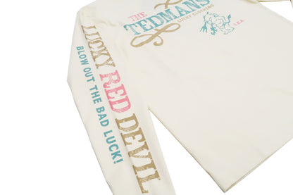 Tedman T-Shirt Men's Lucky Devil Graphic Long Sleeve Tee Efu-Shokai TDLS-350 Off-White