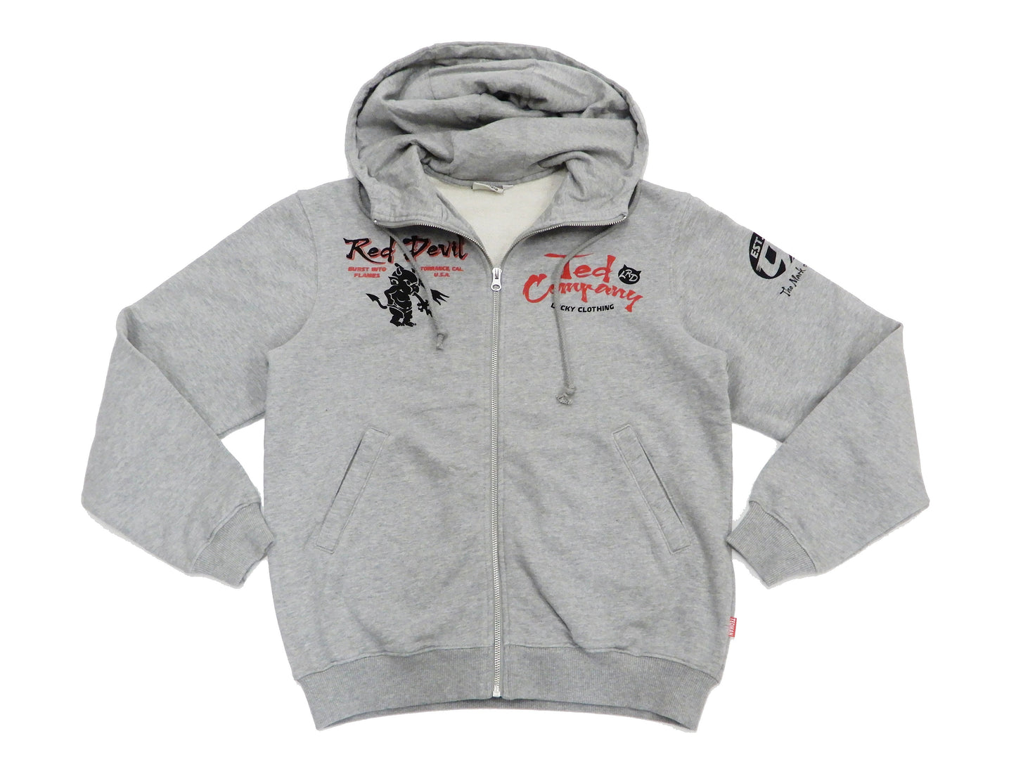 Tedman Full Zip Hoodie Men's Graphic Printed Zip-Up Hooded Sweatshirt TDSP-156 Ash-Gray