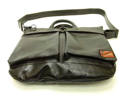 TOYS McCOY Men's Leather Shoulder Bag - U.S. Air Force Helmet Bag Style - TMA2418, 050 Brown Horsehide x Brass Zipper