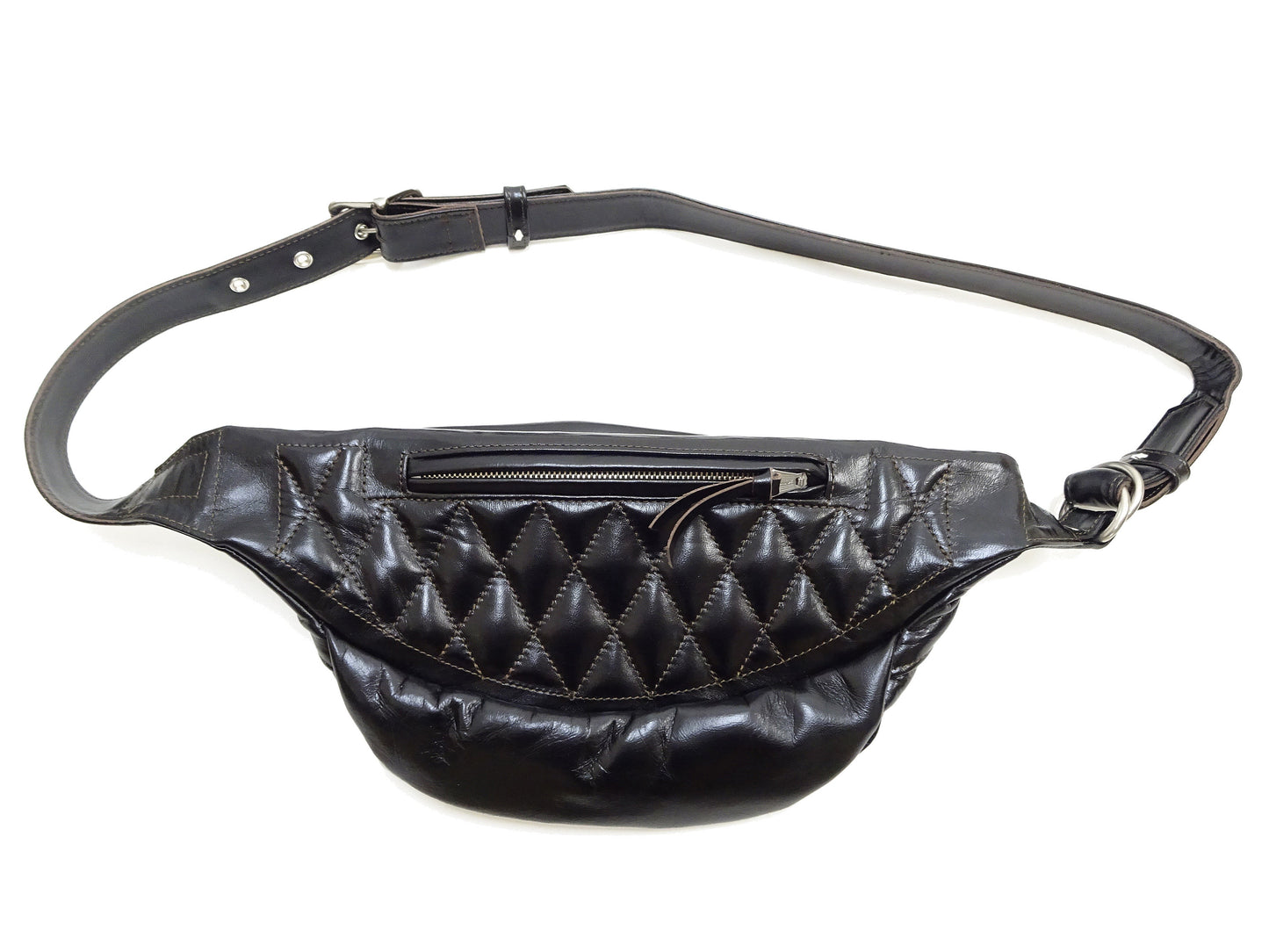 TOYS McCOY Bag Men's Casual Genuine Horsehide Quilted Leather Sling Bag Waist Pack TMA2422 030 Black