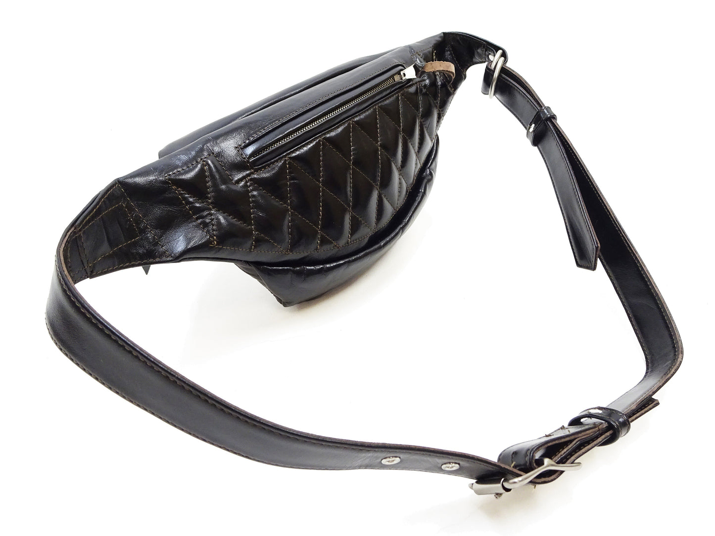 TOYS McCOY Bag Men's Casual Genuine Horsehide Quilted Leather Sling Bag Waist Pack TMA2422 030 Black