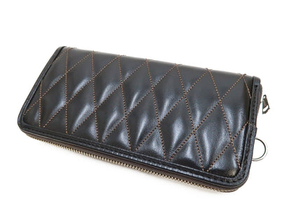 TOYS McCOY Zip-Around Long Leather Wallet Men's Casual Quilted Horsehide Leather Wallet with Three-Sided Zip TMA2506 030 Black