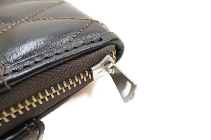 TOYS McCOY Zip-Around Long Leather Wallet Men's Casual Quilted Horsehide Leather Wallet with Three-Sided Zip TMA2506 050 Brown