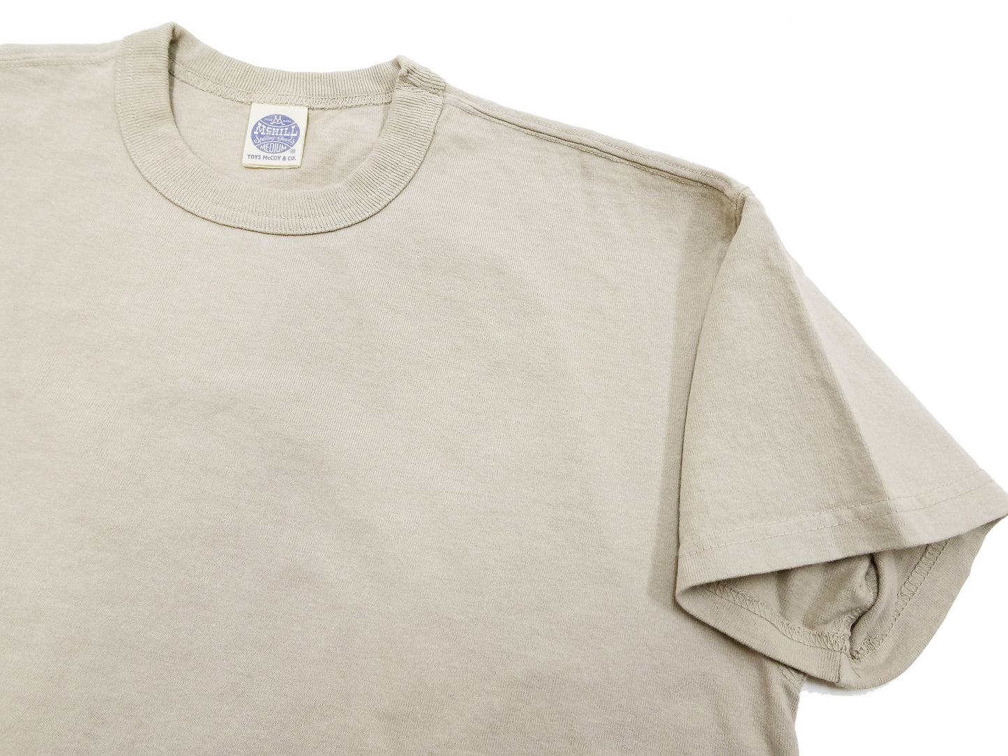 TOYS McCOY Plain T-Shirt Men's Garment-Dyed Heavyweight Short Sleeve Loopwheel Solid Color Tee TMC2343 040 Faded-Sand-Beige