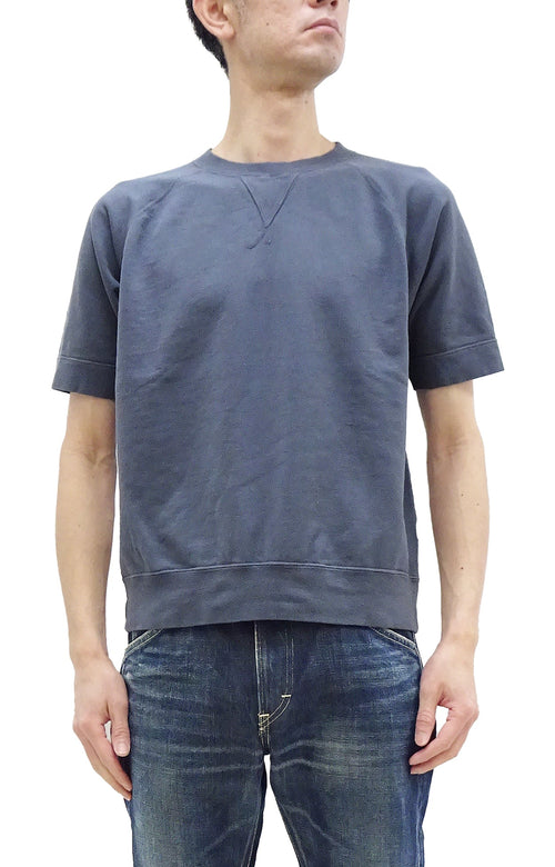 TOYS McCOY Plain Short Sleeve Sweatshirt Men's Solid Color Garment-dyed French Terry Fabric Tee Shirt TMC2429 120 Faded-Blue