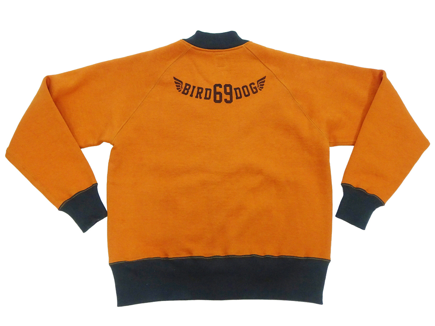 TOYS McCOY Men's Flying Ace Snoopy Zip-Up Sweatshirt - USAF C-2 Inspired, No Hood, Heavyweight 100% Cotton Loopwheel Fleece, Two-Tone Contrast Panel Design - Made in Japan (TMC2551 070 orange and black)