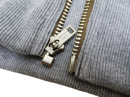 TOYS McCOY Men's Flying Ace Snoopy Zip-Up Sweatshirt - USAF C-2 Inspired, No Hood, Heavyweight 100% Cotton Loopwheel Fleece, Two-Tone Contrast Panel Design - Made in Japan (TMC2551 121 faded navy gray and gray)