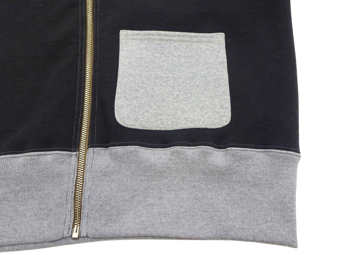 TOYS McCOY Men's Zip-Up Sweatshirt - USAAF C-2 Inspired, No Hood, Heavyweight 100% Cotton Loopwheel Fleece, Two-Tone Contrast Panel Design - Made in Japan (TMC2556 030 black and gray)