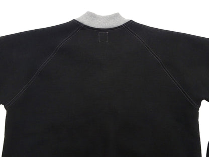 TOYS McCOY Men's Zip-Up Sweatshirt - USAAF C-2 Inspired, No Hood, Heavyweight 100% Cotton Loopwheel Fleece, Two-Tone Contrast Panel Design - Made in Japan (TMC2556 030 black and gray)