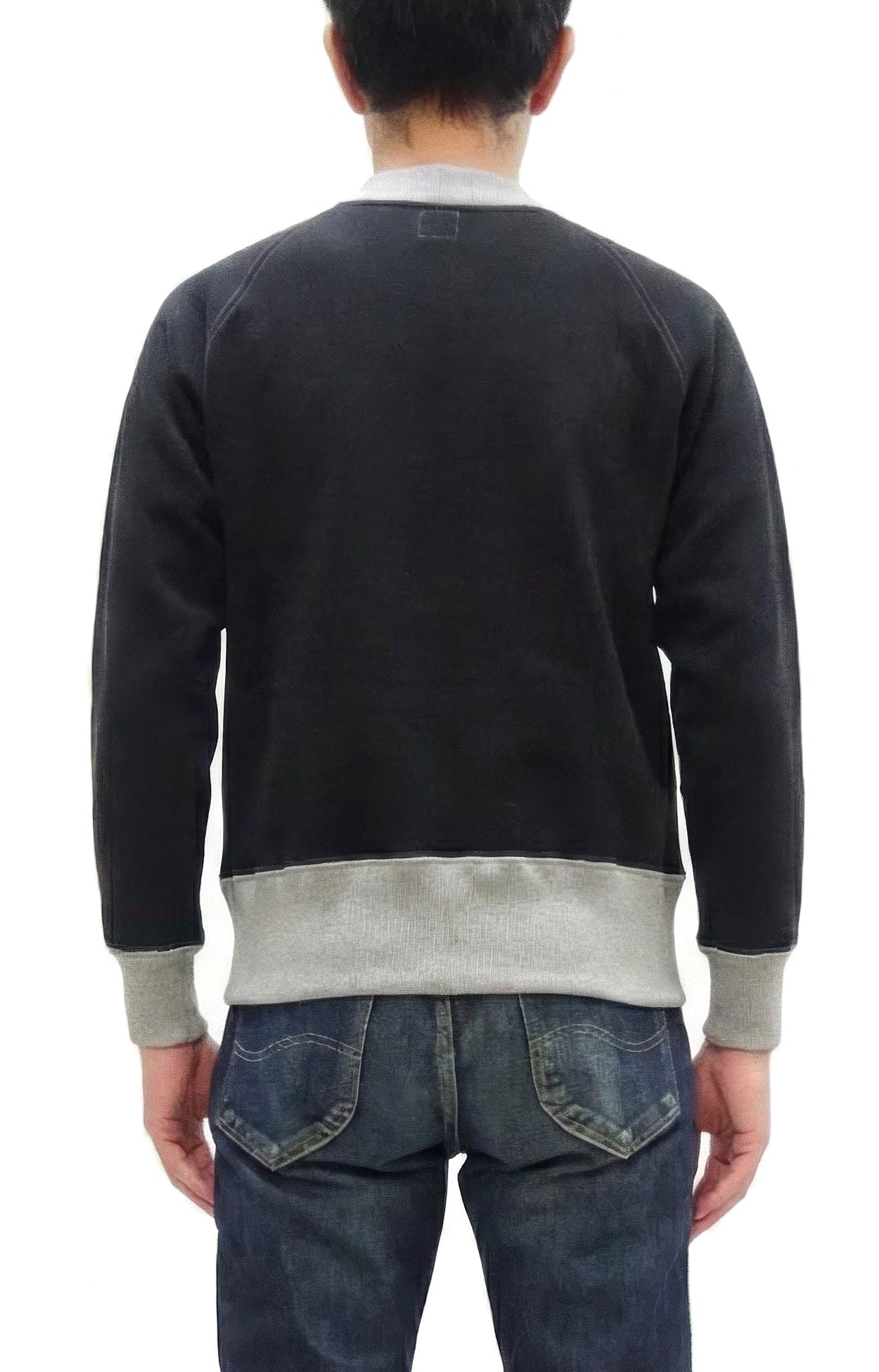 TOYS McCOY Men's Zip-Up Sweatshirt - USAAF C-2 Inspired, No Hood, Heavyweight 100% Cotton Loopwheel Fleece, Two-Tone Contrast Panel Design - Made in Japan (TMC2556 030 black and gray)