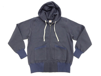 TOYS McCOY Men's Heavyweight Full Zip Hoodie - Vintage-Style Zip-Up Solid Hooded Sweatshirt TMC2567 141 Faded Navy-Gray