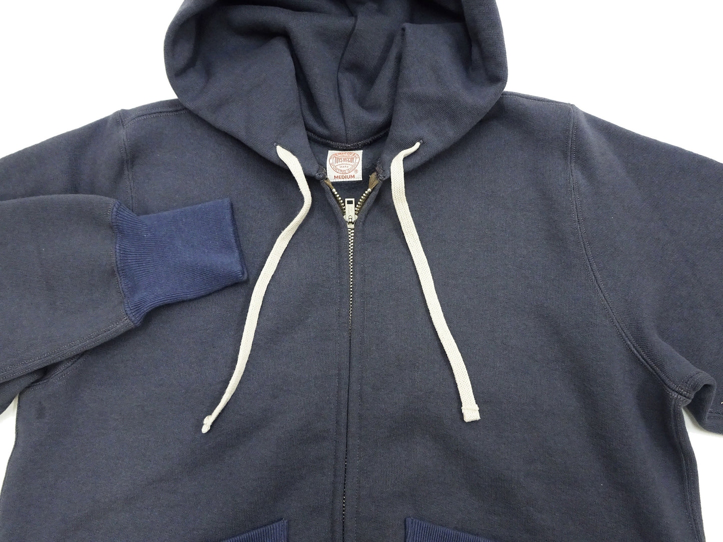 TOYS McCOY Men's Heavyweight Full Zip Hoodie - Vintage-Style Zip-Up Solid Hooded Sweatshirt TMC2567 141 Faded Navy-Gray